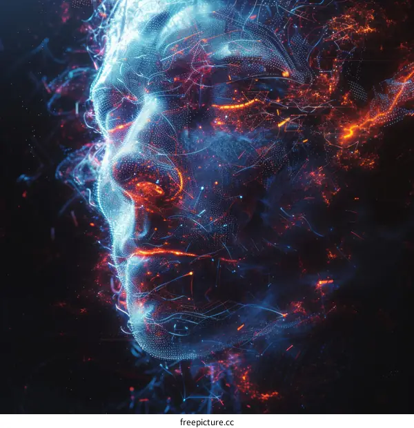 Blue and orange digital face