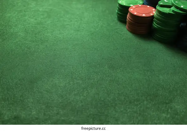 Poker Table with Chips Close-up