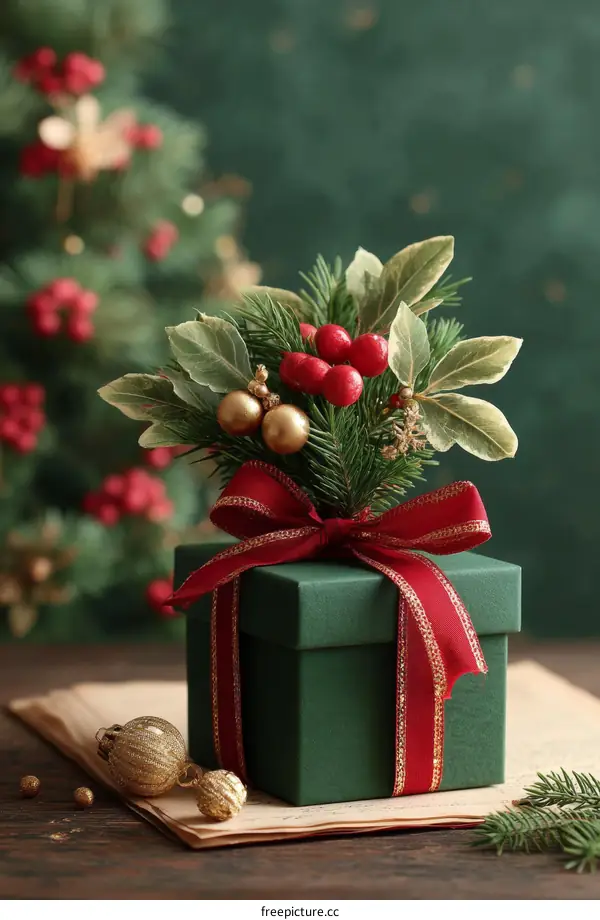 Christmas Gift Box Decoration with Fir Tree