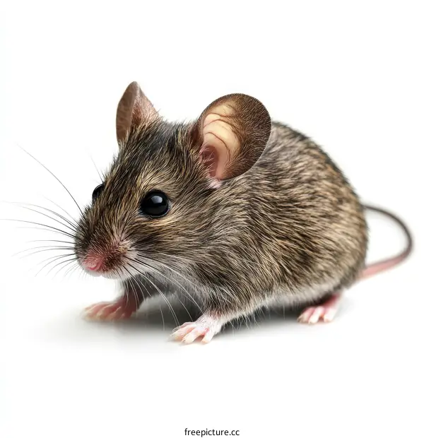 Close-up of a Small Grey Mouse on a White Background