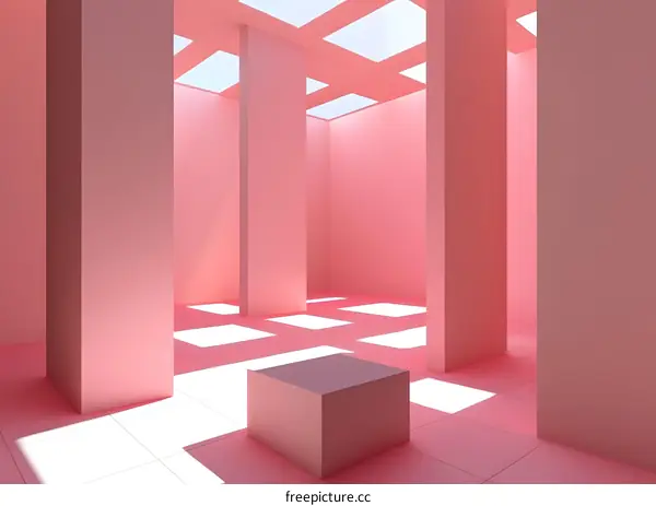 Minimalist Pink Room with Square Platform