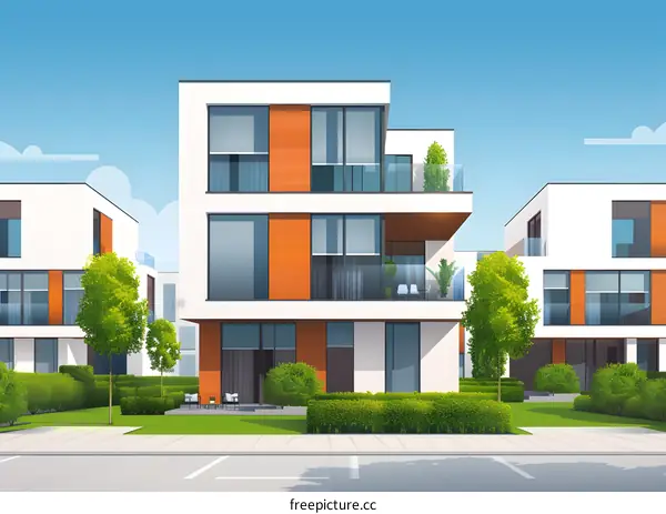 Modern Architecture Design White Building  Exterior  Illustration