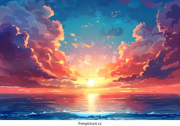 Sunset Over the Ocean