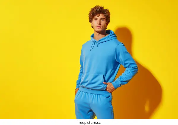Stylish Man in a Trendy Blue Tracksuit