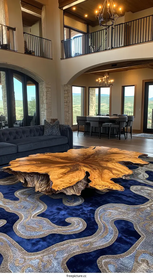 Luxury Living Room with Unique Coffee Table