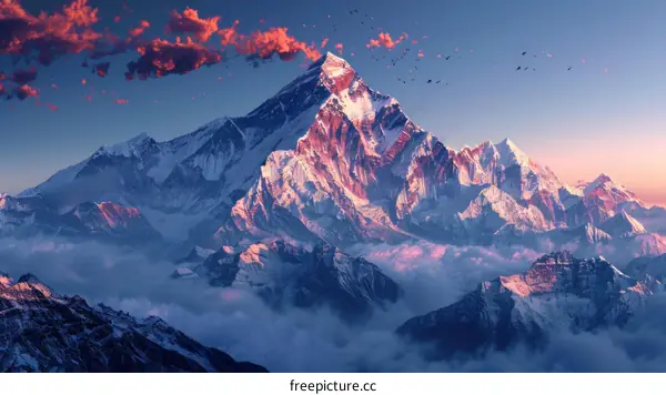 Mount Everest Sunset in the Himalayas