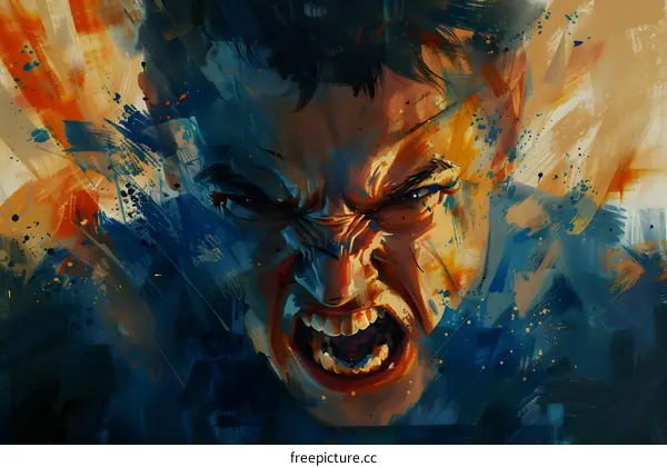 Angry Man Portrait Digital Art Illustration