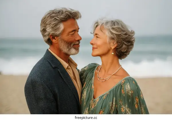 Couple enjoying a beautiful beach scenery