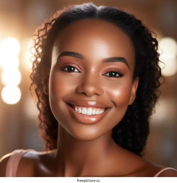 Portrait of a beautiful young African American woman smiling