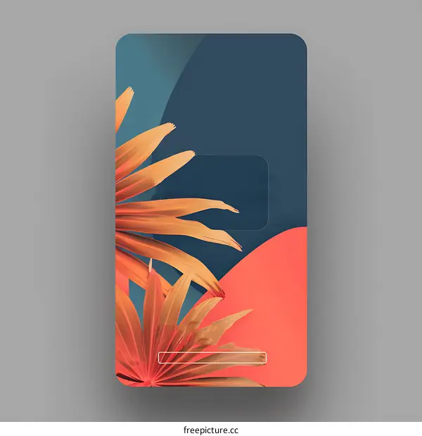 Minimalist Abstract Phone Screen with Palm Leaves