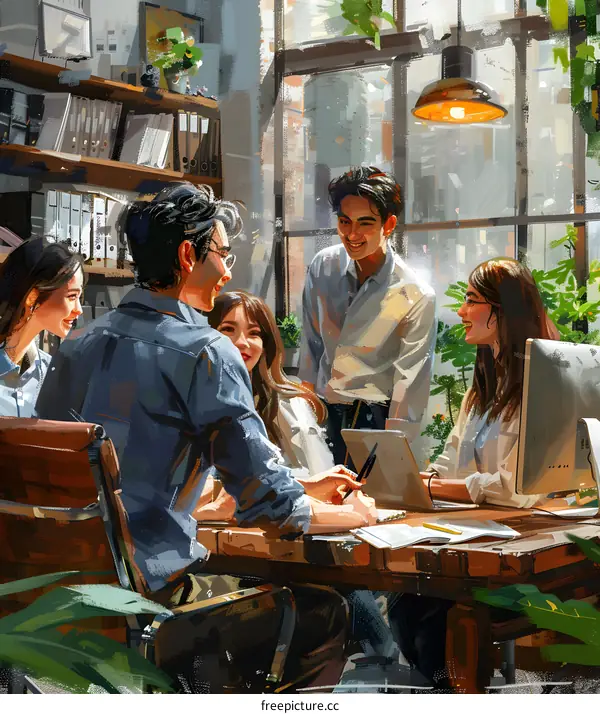 Teamwork Collaboration in a Sunny Office