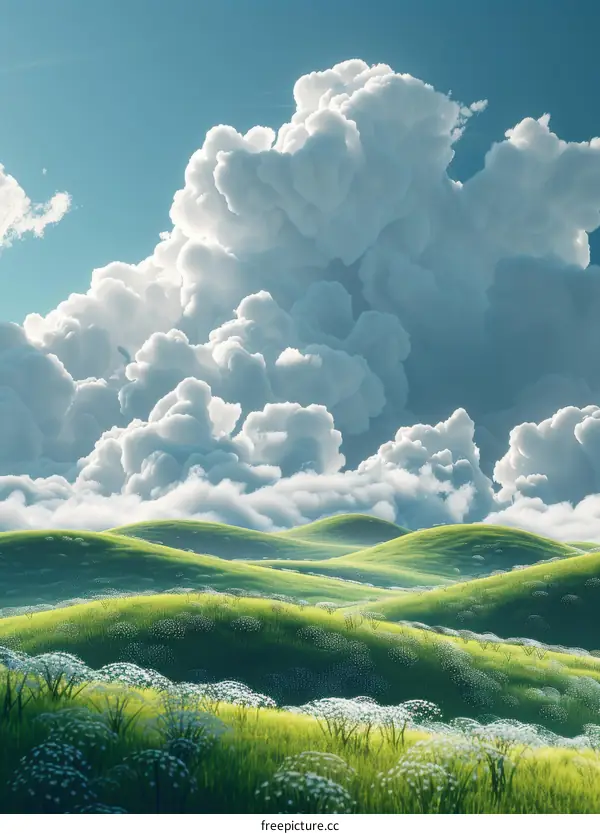 White Bird Soaring above Verdant Hills