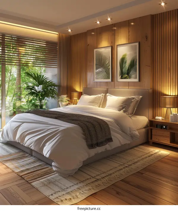 Modern Bedroom Interior Design with Wooden Accents