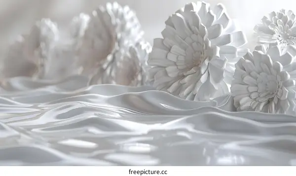 White Flowers on the Surface of Milky Liquid