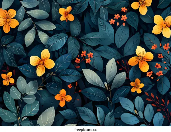 Yellow flowers and blue leaves