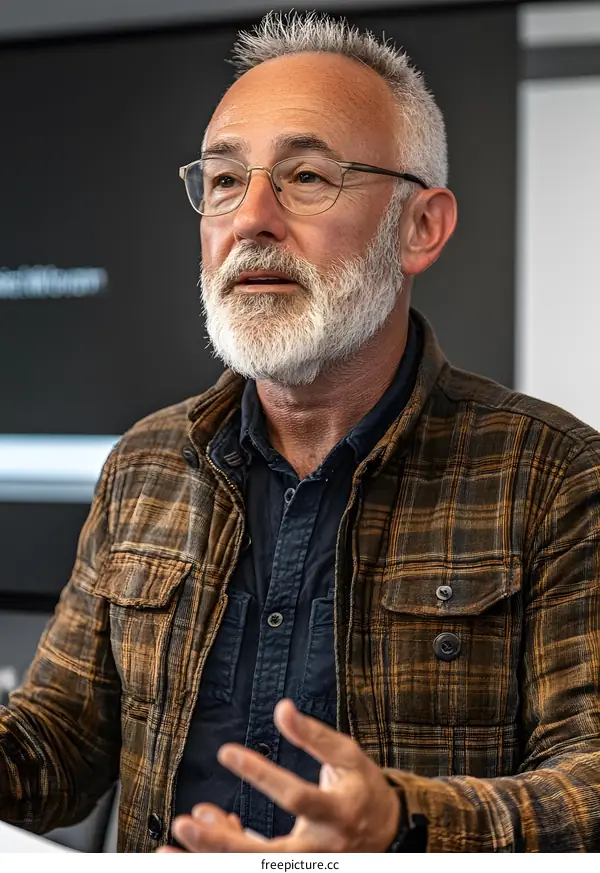 Portrait of a Caucasian Man with a White Beard