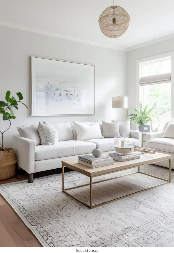 Airy White Living Room With Natural Textures