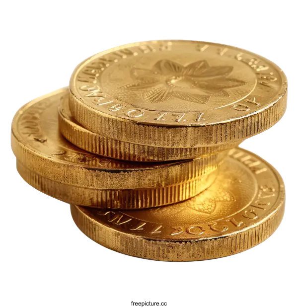 [Transparent Background PNG]Close Up Of Stacked Gold Coins