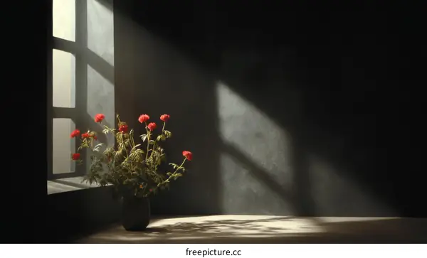 Sunlight Illuminating a Room with Flowers