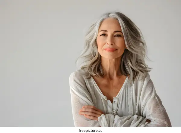 portrait of a beautiful elderly woman with gray hair