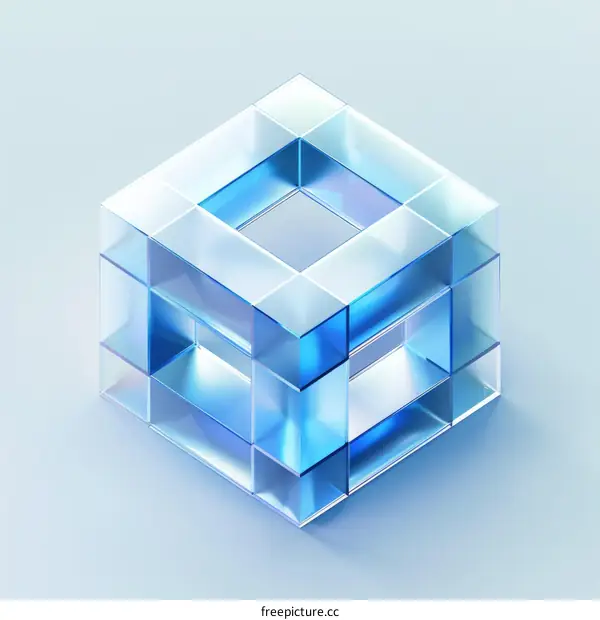 Blue translucent cube