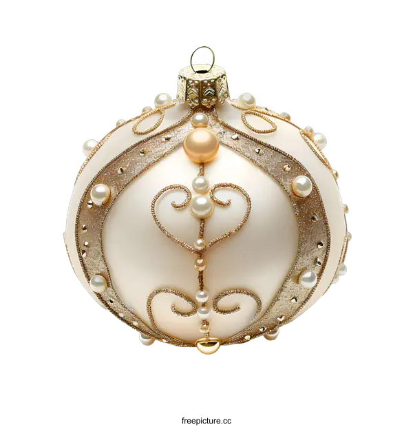 [Transparent Background PNG]White and Gold Christmas Ornament