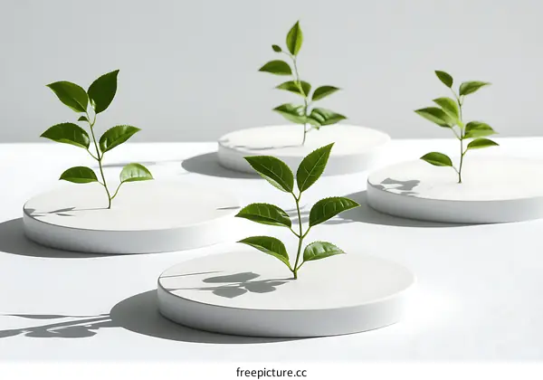 Minimalist White Planters with Greenery
