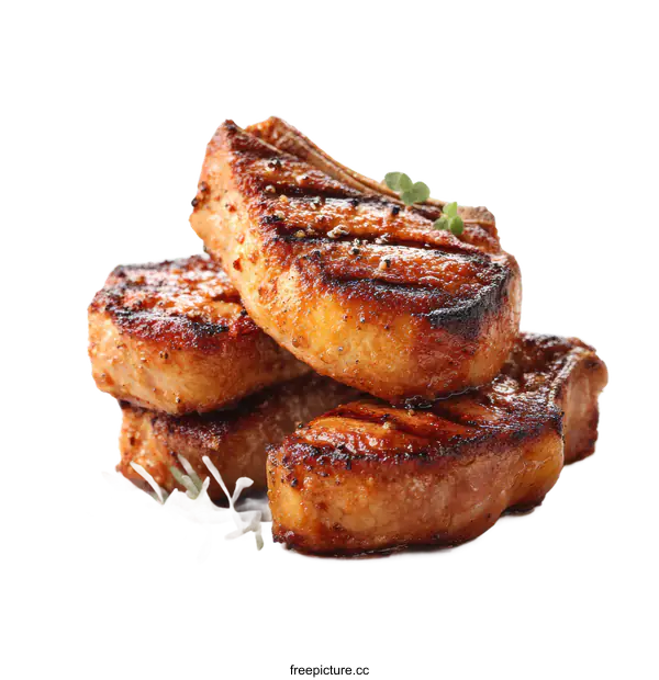 [Transparent Background PNG]Delicious Grilled Pork Chops with Herbs