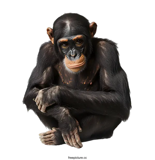 [Transparent Background PNG]Close Up Portrait of a Sitting Chimpanzee
