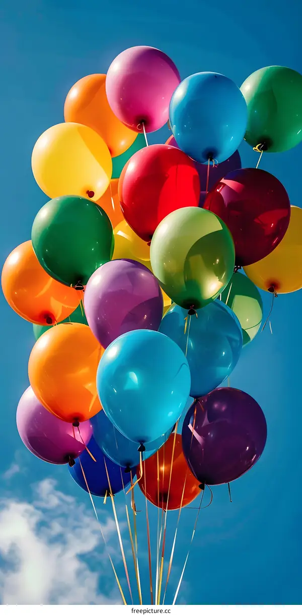 Colorful Balloons Floating In The Sky