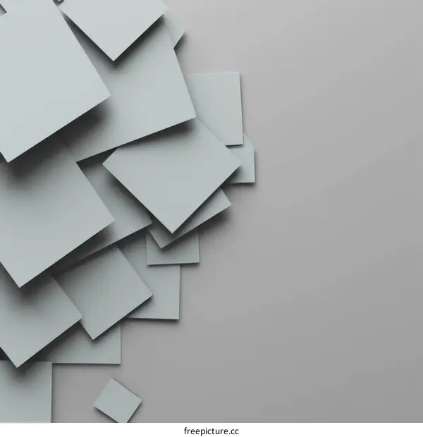 3D illustration of stacked light gray squares