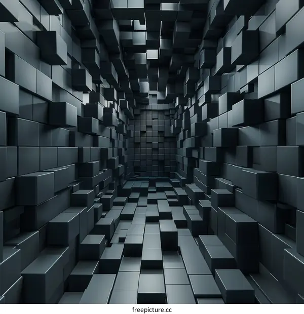 Dark 3D maze structure