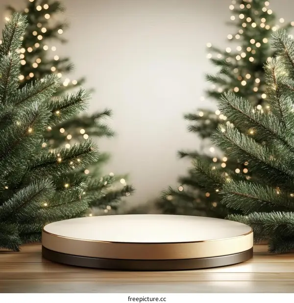 Christmas Display Podium with Fir Trees