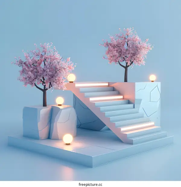Pink Blossoms Stairway