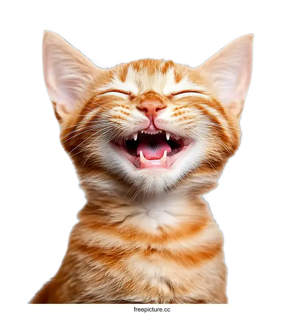 [Transparent Background PNG]Orange Tabby Kitten with Open Mouth