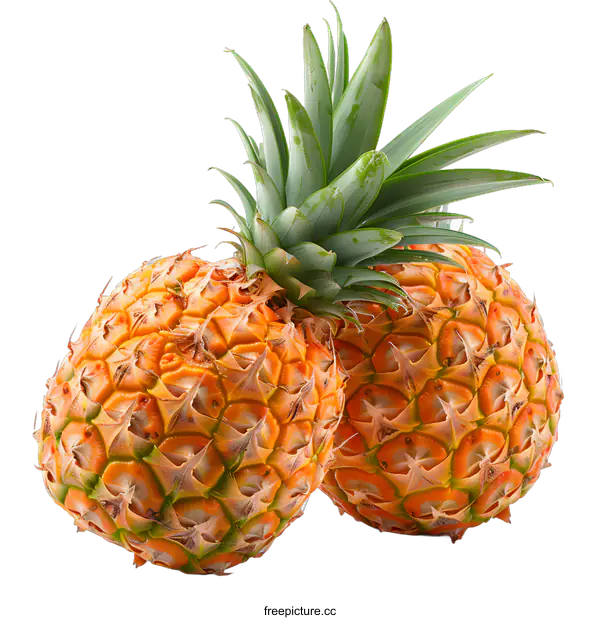 [Transparent Background PNG]Two ripe pineapples with leaves