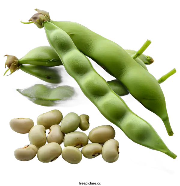 [Transparent Background PNG]Fresh green beans with white seeds