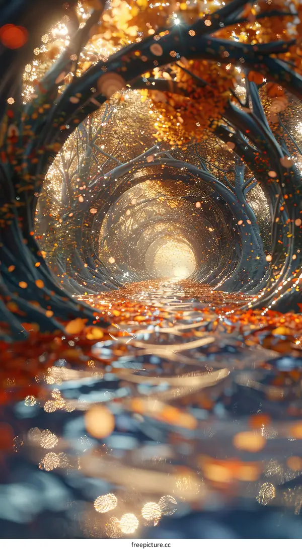 Mystical Autumn Forest with a Path into the Distance
