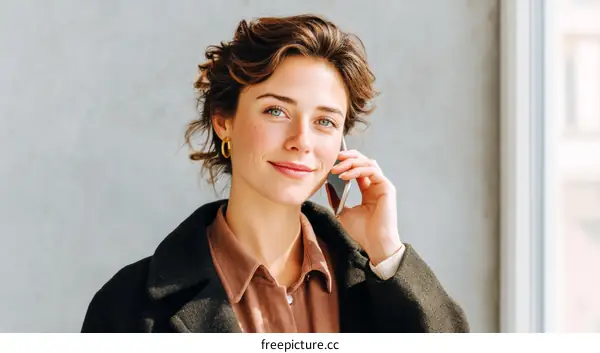Woman Talking on Phone in Business Setting