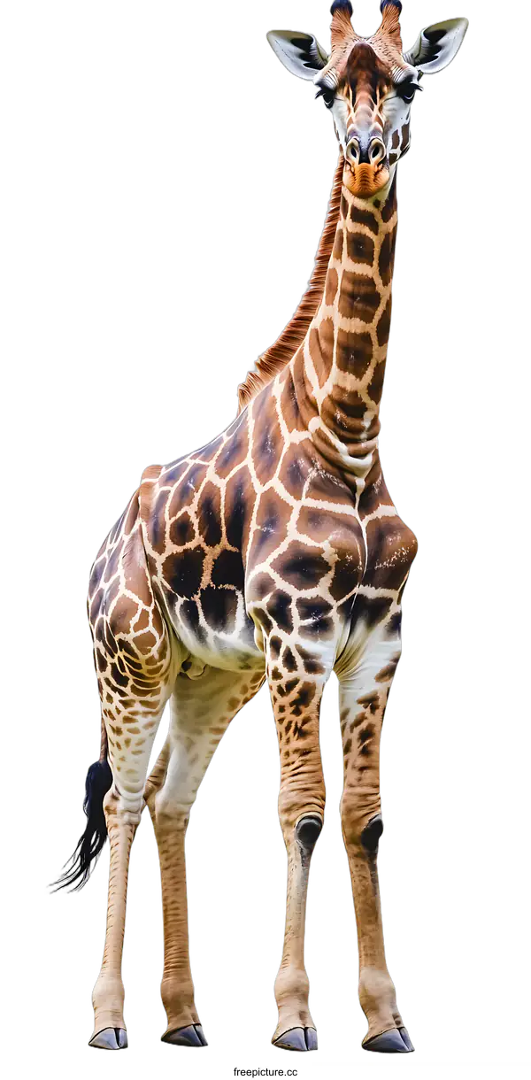 [Transparent Background PNG]Giraffe Standing On A White Background