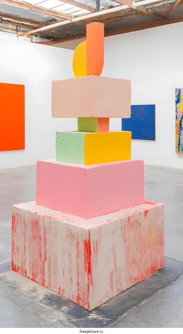 Colorful Abstract Sculpture in Gallery Setting