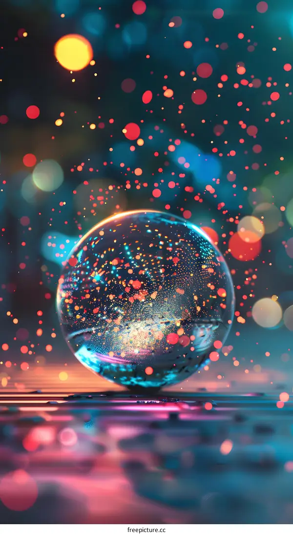 Abstract Sphere with Colorful Lights and Sparkle