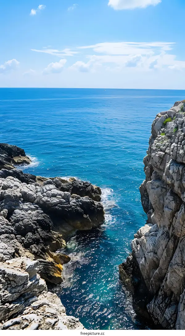 Cliffside View of the Mediterranean Sea
