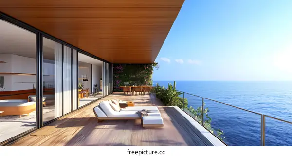 Modern Balcony With Ocean View