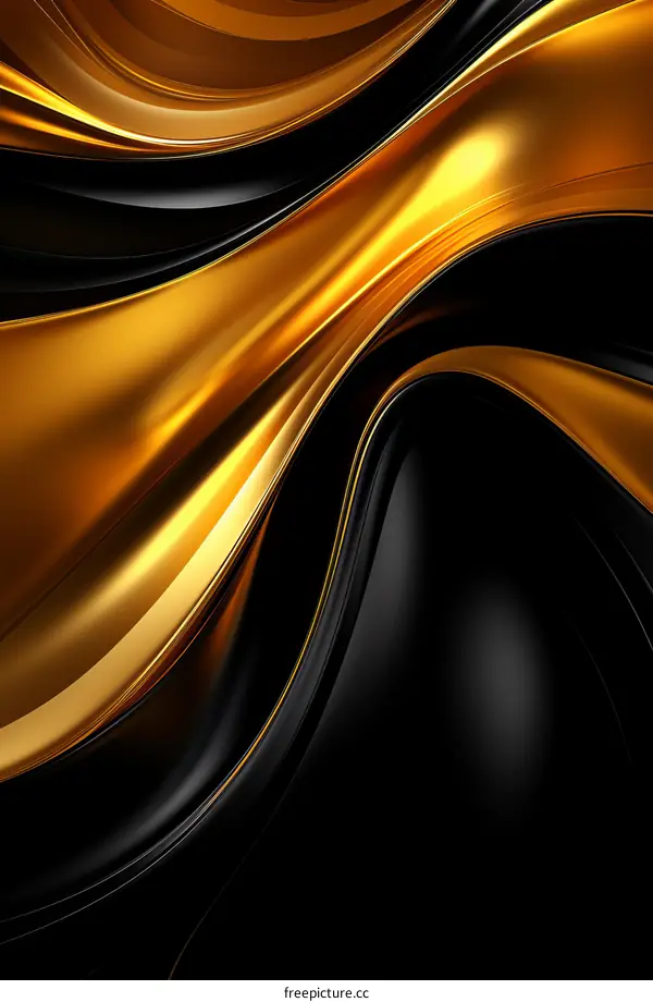 Abstract Black and Gold Liquid Metal Background