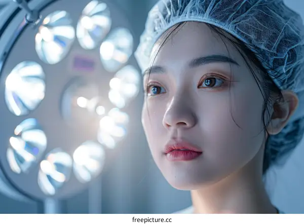Portrait of a young female surgeon in the operating room