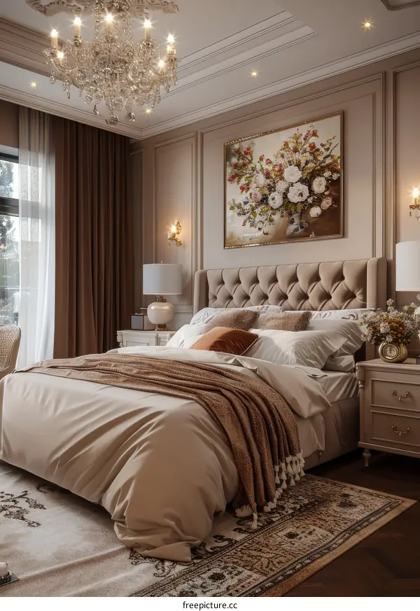 Elegant Beige Bedroom Interior Design