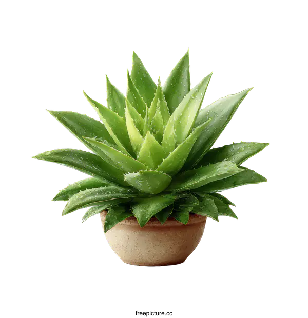 [Transparent Background PNG]Aloe Vera Plant in Pot Isolated on White Background