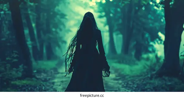 A dark figure in a forest