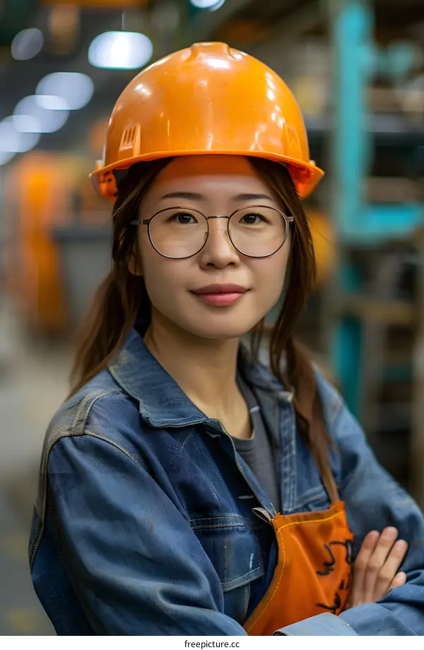Confident Female Engineer in Hard Hat
